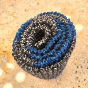 Handmade Knit Scarf in Charcoal and Glittery Teal
